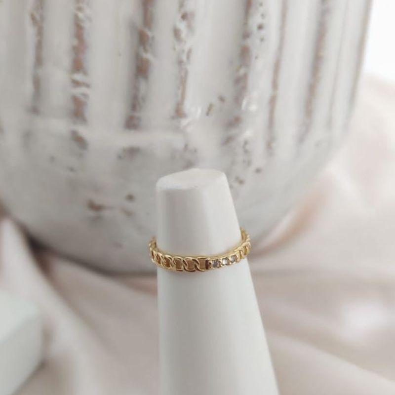 ANEL FORMA DE CORRENTE COM ZIRCONIA