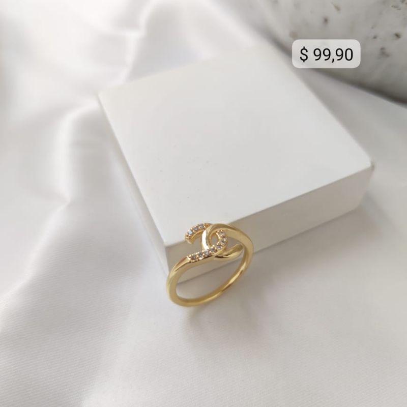 ANEL INSPIRAÇÃO CHANNEL LISO E CRAVEJADO