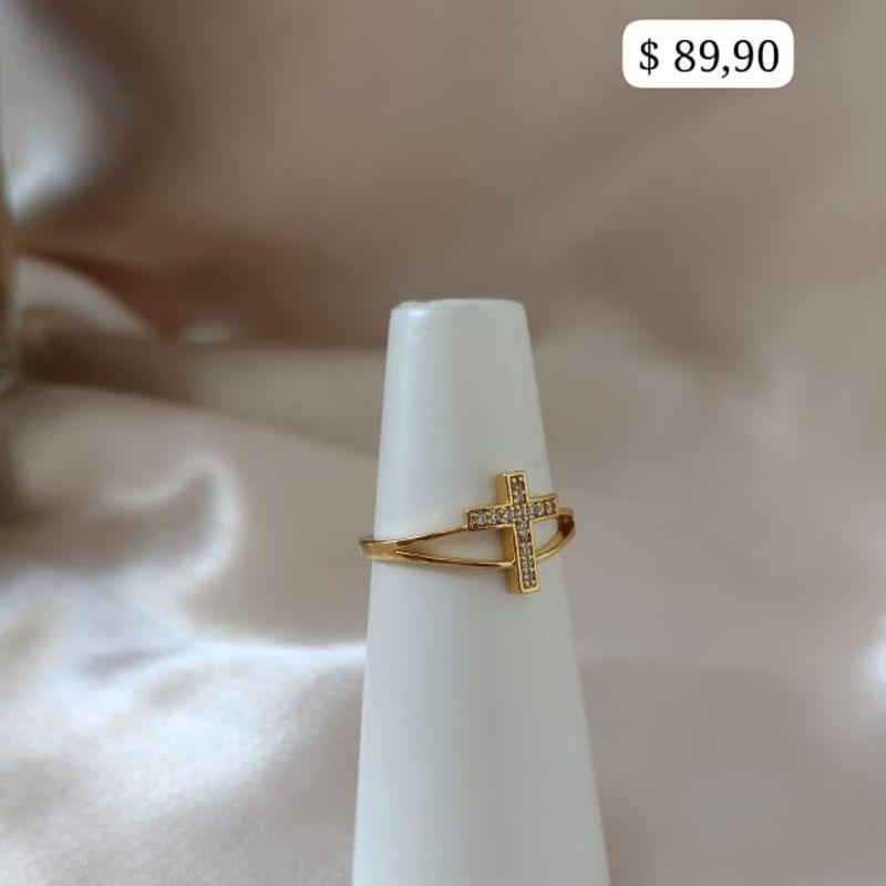ANEL LISO COM CRUZ CRAVEJADA ZIRCONIA