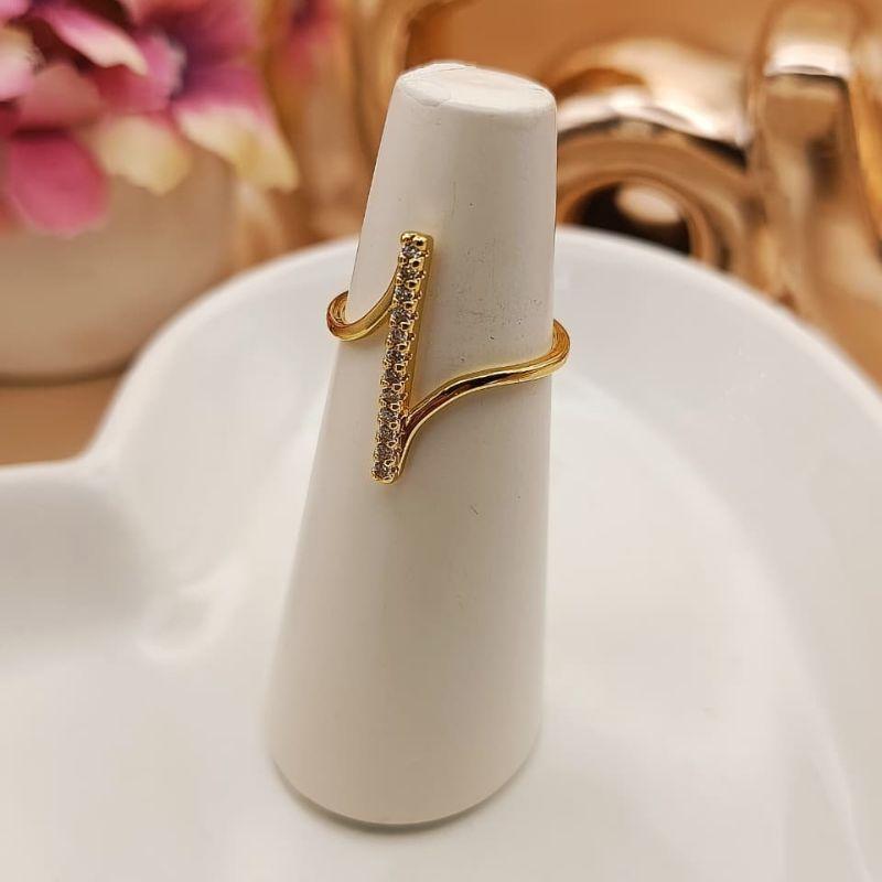 ANEL LISO COM RETA CRAVEJADO EM MICRO ZIRCONIA