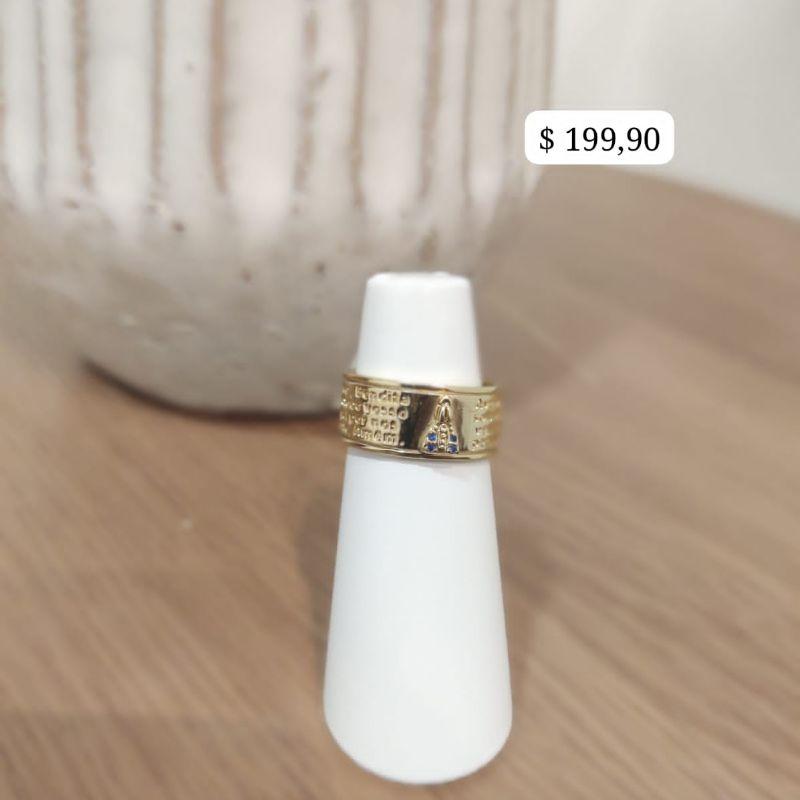 ANEL ORAÇÃO AVE MARIA ZIRCONIA AZUL