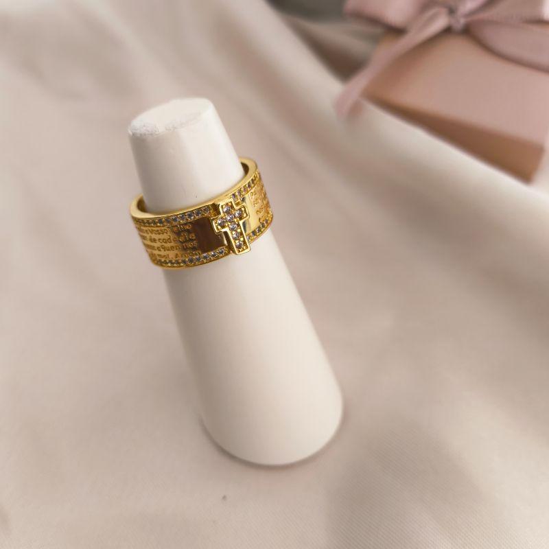 ANEL ORAÇÃO PAI NOSSO COM CRUZ ZIRCONIA