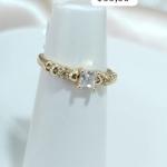 ANEL PEDRA QUADRADA SOLITARIA E CRAVEJADO ZIRCONIA E ESFERA AO REDOR