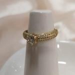 ANEL PEDRA SOLITARIA 3 FILAS CRAVEJADO 5MM