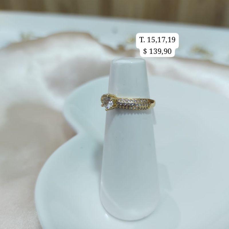 ANEL PEDRA SOLITARIA 3 FILAS DE ZIRCONIA TAM 17