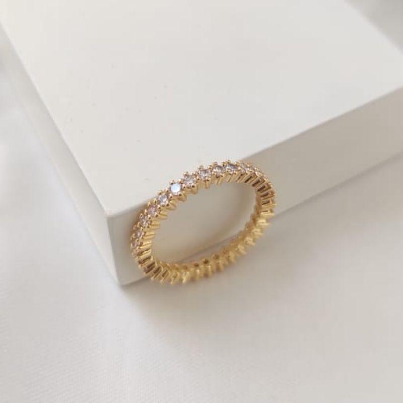 ANEL TODO EM PEDRA DE MICRO ZIRCONIA REDONDA