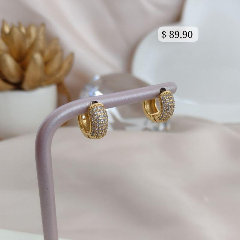 ARGOLA COM 4 FILAS CRAVEJADA EM MICRO ZIRCONIA 13MM