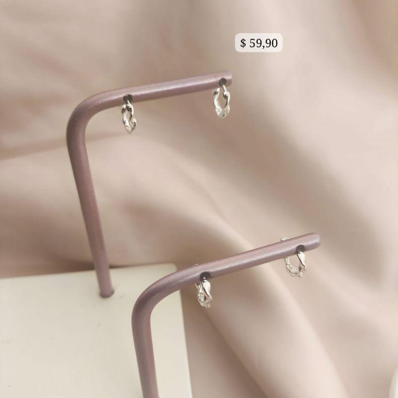 ARGOLA DUPLA TORCIDA TAM G,M  B. PRATA 925 TAM G