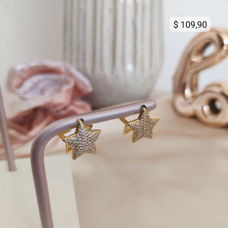 ARGOLA ESTRELA CRAVEJADO EM MICRO ZIRCONIA