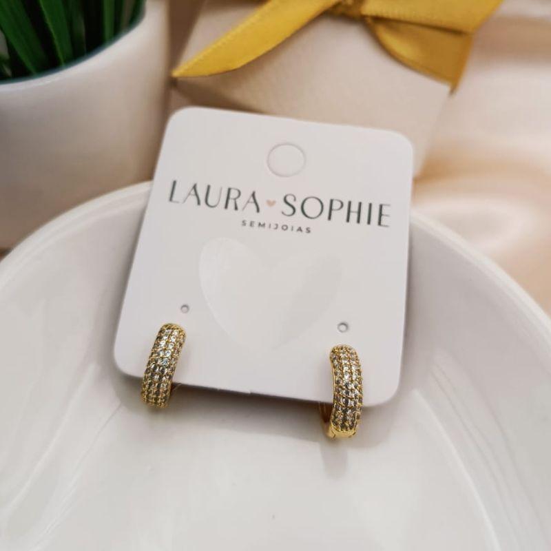 ARGOLA PEQUENA COM 4 FILAS CRAVEJADA EM MICRO ZIRCONIA