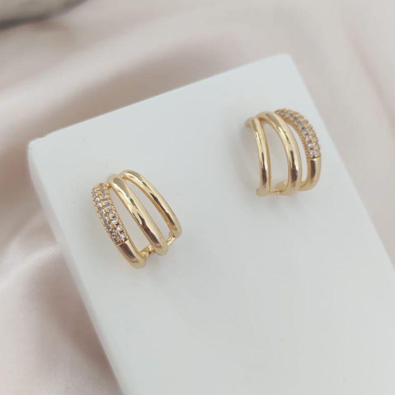 BRINCO 3 EM 1 SENDO 2 LISOS E 1 CRAVEJADO EM MMICRO ZIRCONIA