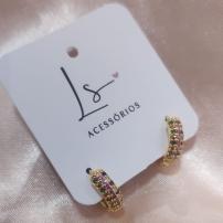 BRINCO ARGOLA 14MM ZIRCONIA COLORIDA