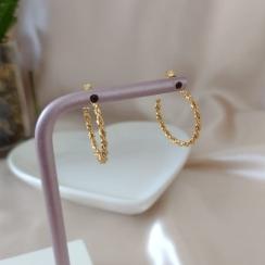 BRINCO ARGOLA 2 FIOS TRANÇADOS CRAQUELADOS 23MM