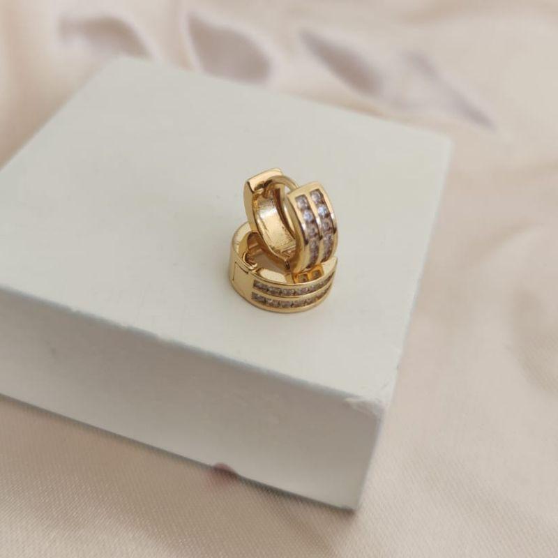 BRINCO ARGOLA COM 2 FILA DE ZIRCONIA 11mm