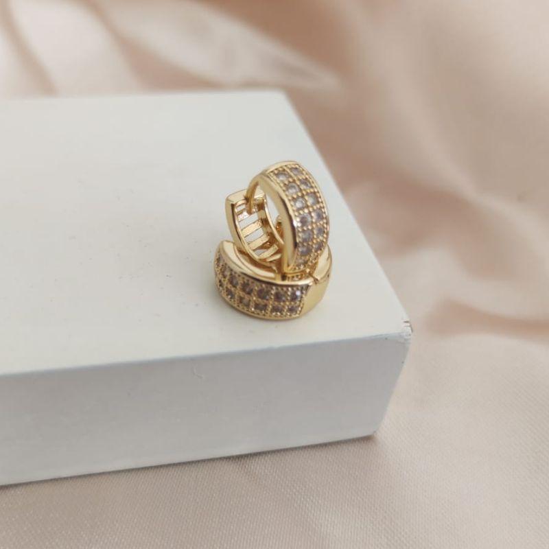 BRINCO ARGOLA COM 2 FILA DE ZIRCONIA 12mm