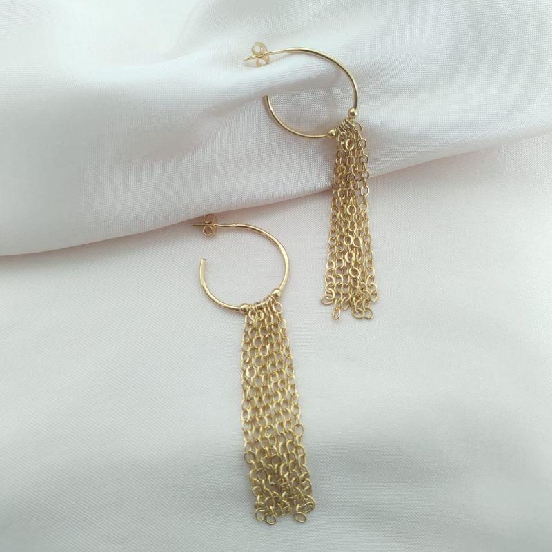 BRINCO ARGOLA COM CORRENTE ELO PORTUGUES PENDURADO