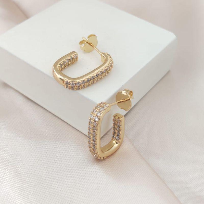 BRINCO ARGOLA COM ZIRCONIA POR DENTRO E POR FORA