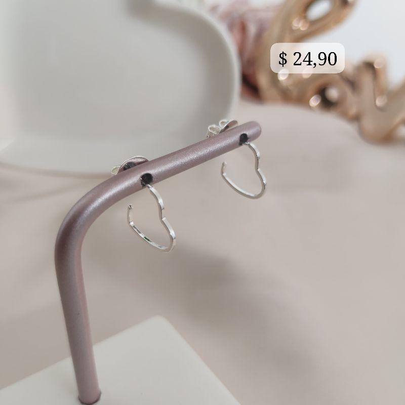 BRINCO ARGOLA DE CORAÇÃO P B. PRATA 925