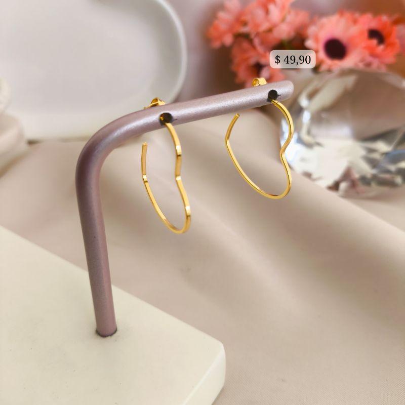 BRINCO ARGOLA DE CORAÇÃO QUADRICULADA FINO G