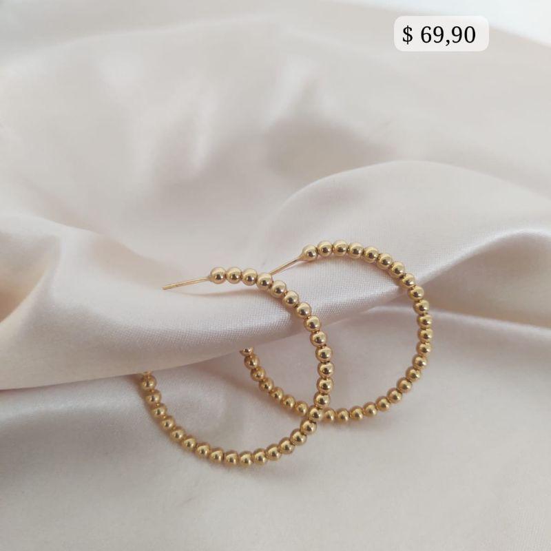 BRINCO ARGOLA ESFERAS LISAS 44MM