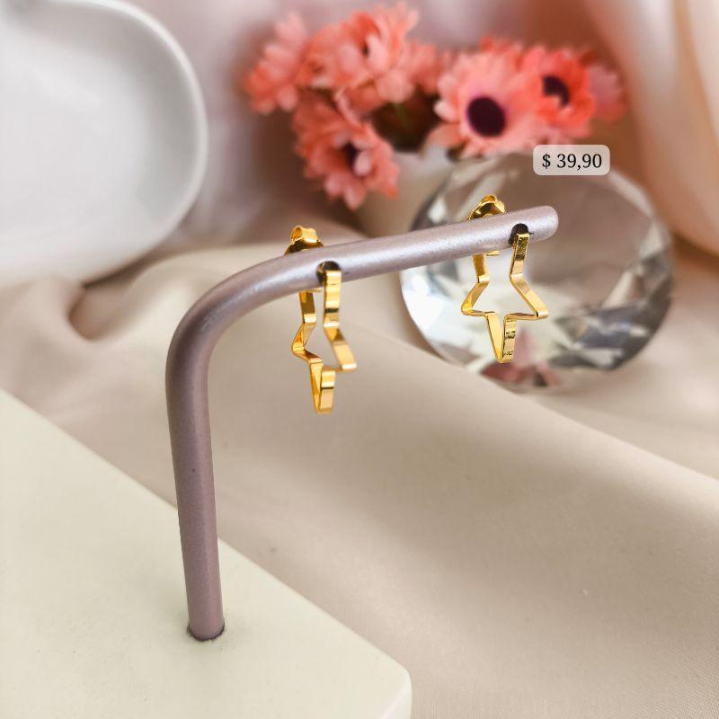 BRINCO ARGOLA ESTRELA CHATADA