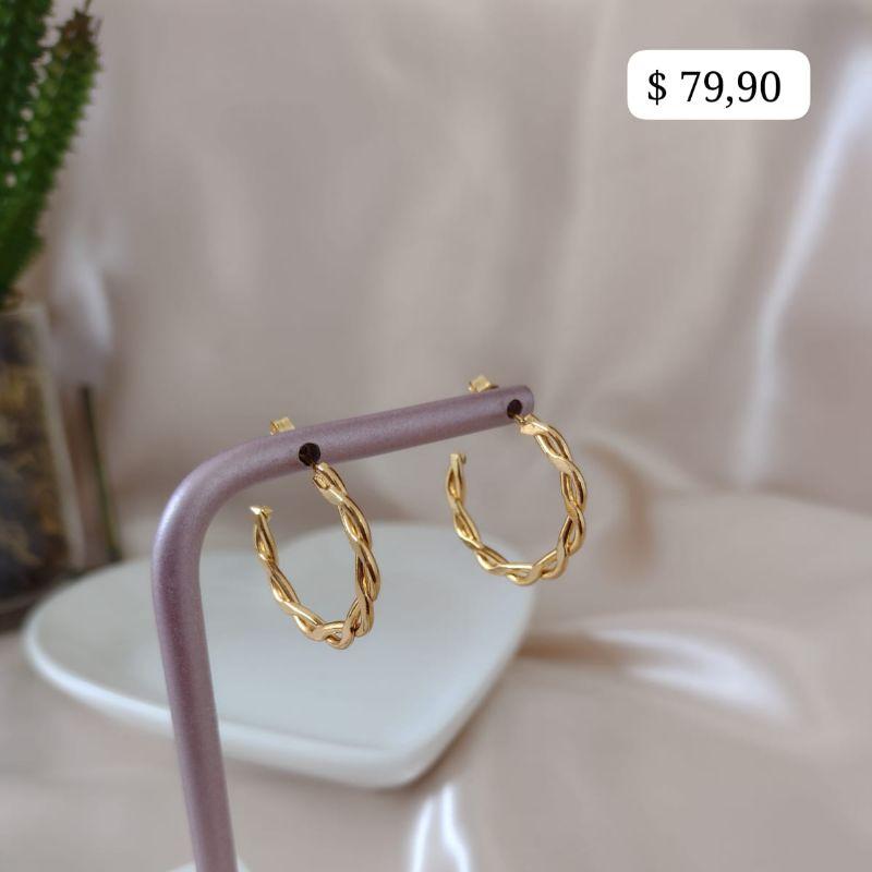 BRINCO ARGOLA TRANÇA CHATADA 25MM