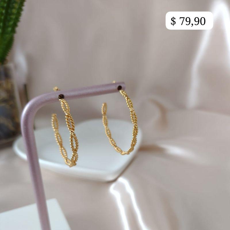 BRINCO ARGOLA TRANÇA CRAQUELADA 37MM