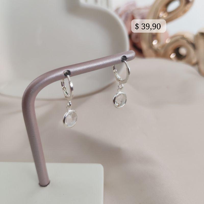 BRINCO ARTICULADOR COM PEDRA REDONDA G EM ZIRCONIA B. PRATA 925