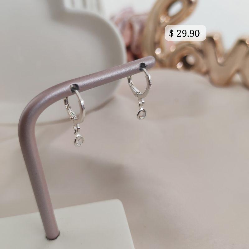 BRINCO ARTICULADOR COM PEDRA REDONDA P EM ZIRCONIA B. PRATA 925