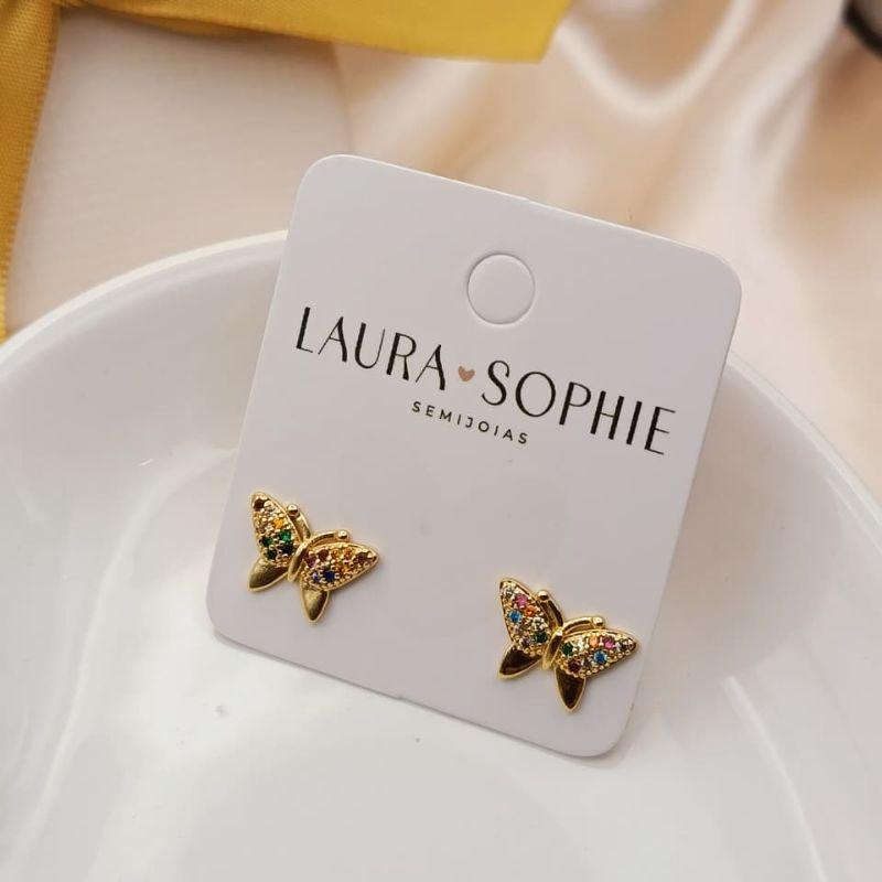 BRINCO BORBOLETA CRAVEJADA EM MICRO ZIRCONIA COLORIDAS