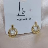 BRINCO COM  2 CIRCULO LISO E CRAVEJADO ZIRCONIA