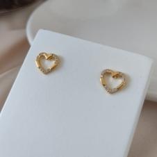 BRINCO CORAÇÃO LISO E CRAVEJADO ZIRCONIA