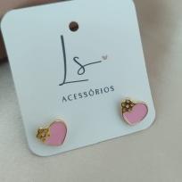 BRINCO CORAÇÃO ROSA ESMALTADO