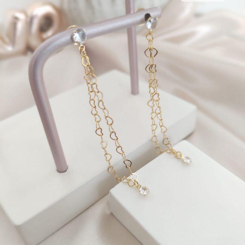 BRINCO CORRENTE DE CORAÇÕES ENTRELAÇADOS COM PONTO DE LUZ