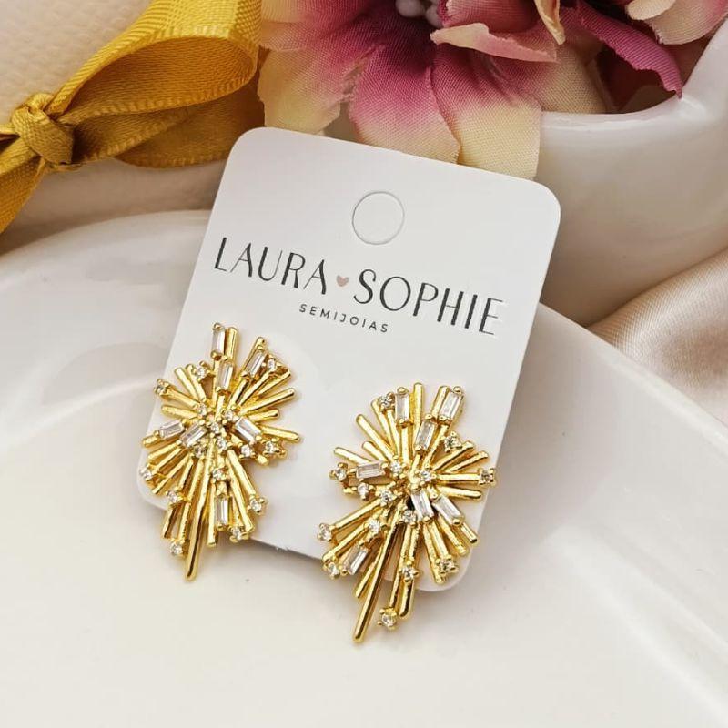 BRINCO CRUZ RESPLANDESCENTE COM PEDRAS DE ZIRCONIA RETANGULAR