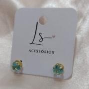 BRINCO DE ZIRCONIA TURQUESA GALERIA IMPORTADA 6MM