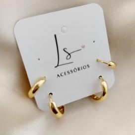 BRINCO DUPLA DE ARGOLAS ARREDONDADAS LISAS