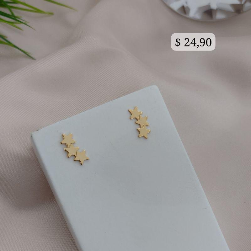 BRINCO EARCUFF 3 ESTRELAS CHAPINHA LISA