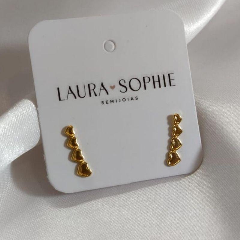 BRINCO EARCUFF 4 CORAÇÕES FOSCO
