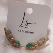 BRINCO EARCUFF PEDRAS GOTAS COLORIDAS ZIRCONIA