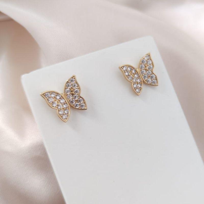 BRINCO EM FORMA DE BORBOLETA CRAVEJADA EM MICRO ZIRCONIA