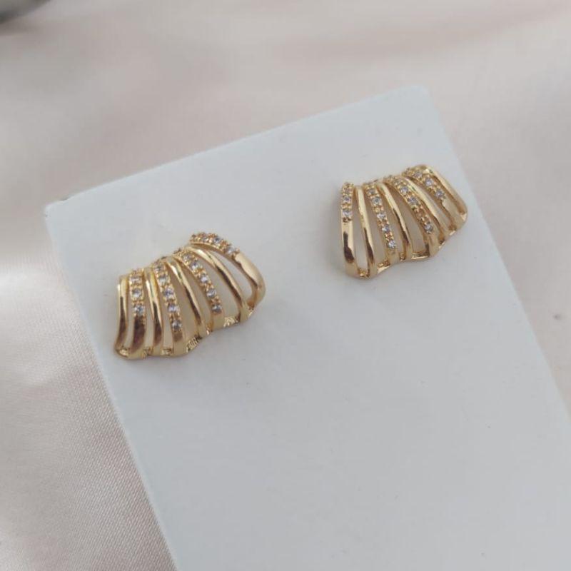 BRINCO FORMATO DE FRANJA LISO E CRAVEJADO EM MICRO ZIRCONIA