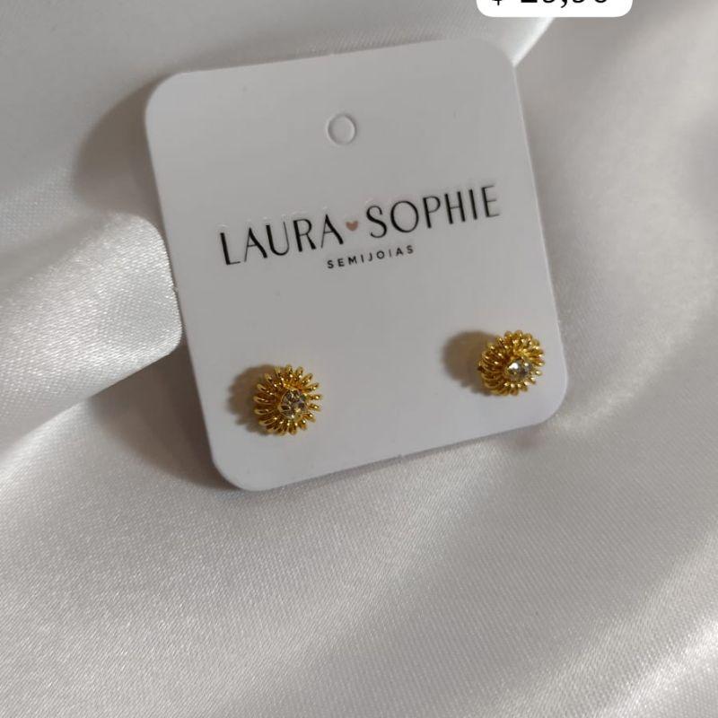 BRINCO FORMATO DE GIRASSOL COM PEDRA DE ZIRCONIA