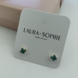 BRINCO PEDRA VERDE QUADRADA 4MM