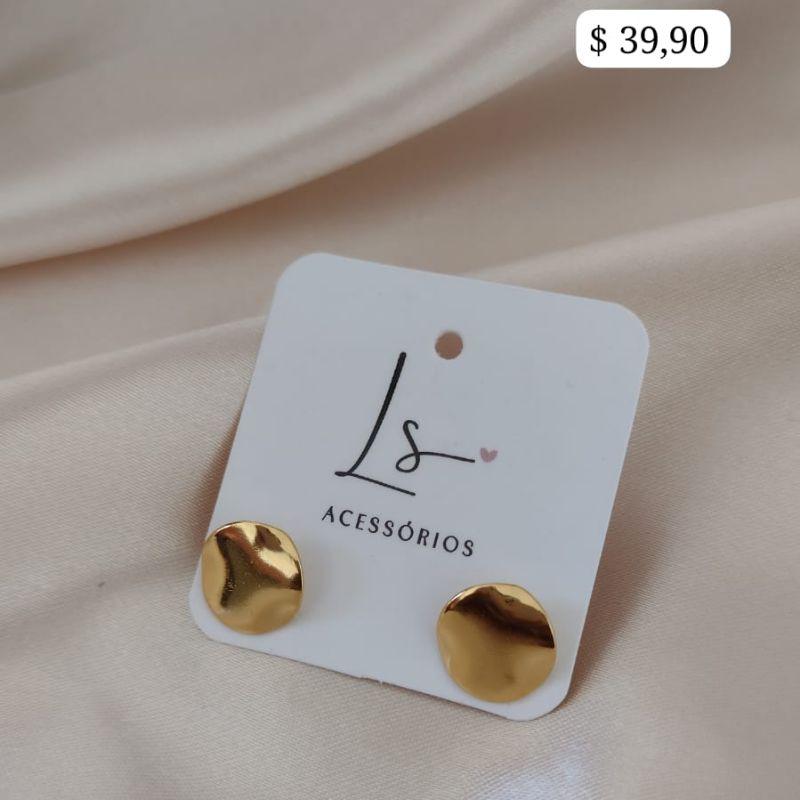 BRINCO PLACA REDONDA 12MM