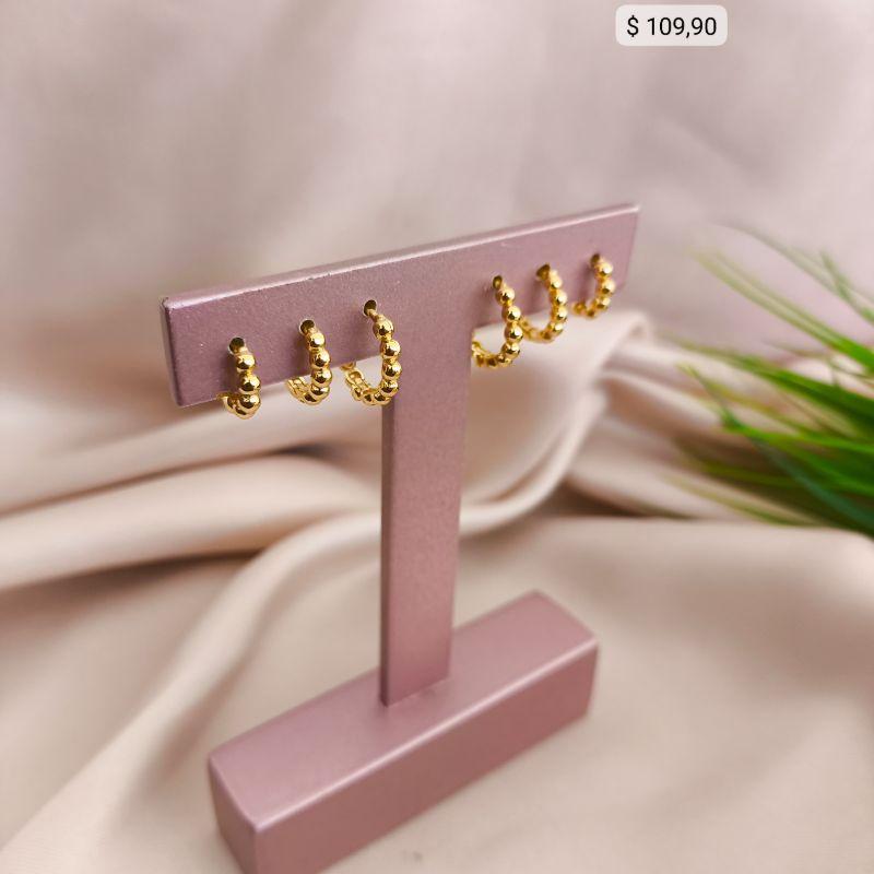 BRINCO TRIO ARGOLA MINI ESFERAS