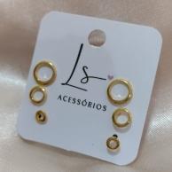 BRINCO TRIO DE BRINCOS CIRCULO 3/4/5MM VAZADO