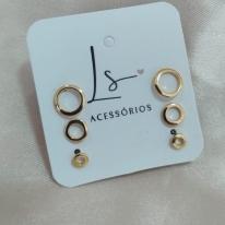 BRINCO TRIO DE CIRCULO VAZADO LISOS