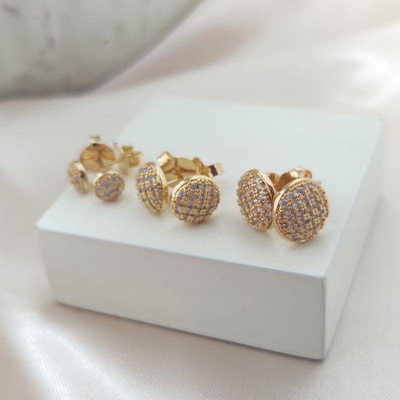 BRINCO TRIO REDONDO CRAVEJADO EM MICRO ZIRCONIA