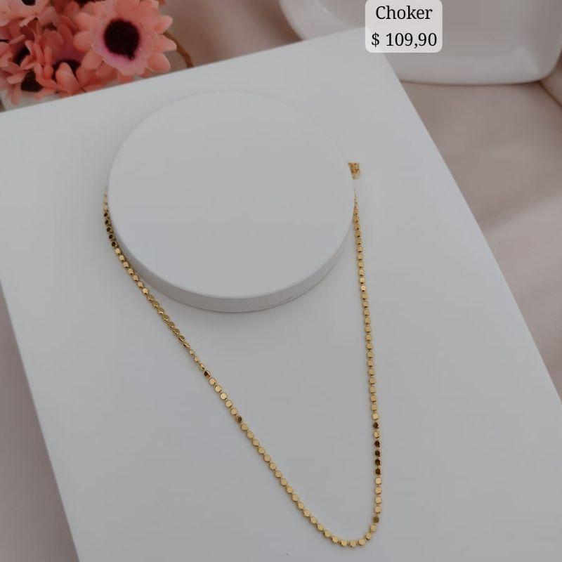 CHOKER COM PLACAS REDONDAS CHATADAS 2MM